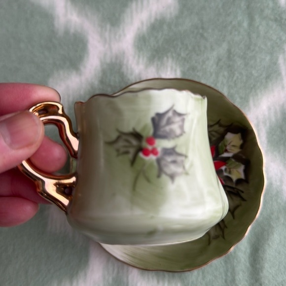 Vintage Lefton England hand painted bone china cup and saucer - Picture 5 of 9